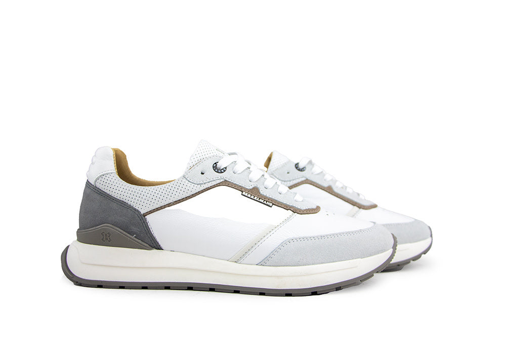 Berkelmans Sneaker Hondo White Calf Grey Suede