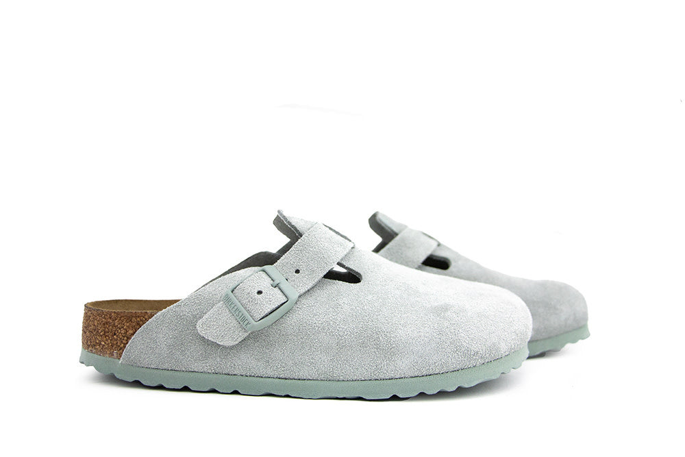 Birkenstock Boston Suede Pure Sage Narrow