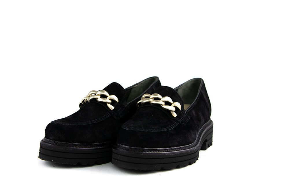 Durea Loafers Chain Zwart Suede K-leest