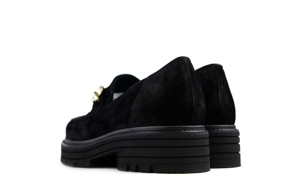 Durea Loafers Chain Zwart Suede K-leest