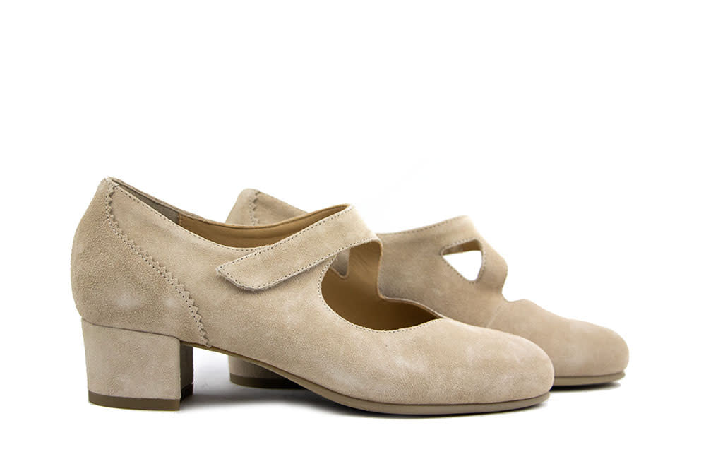 Durea Pump met Band Licht Taupe Suede