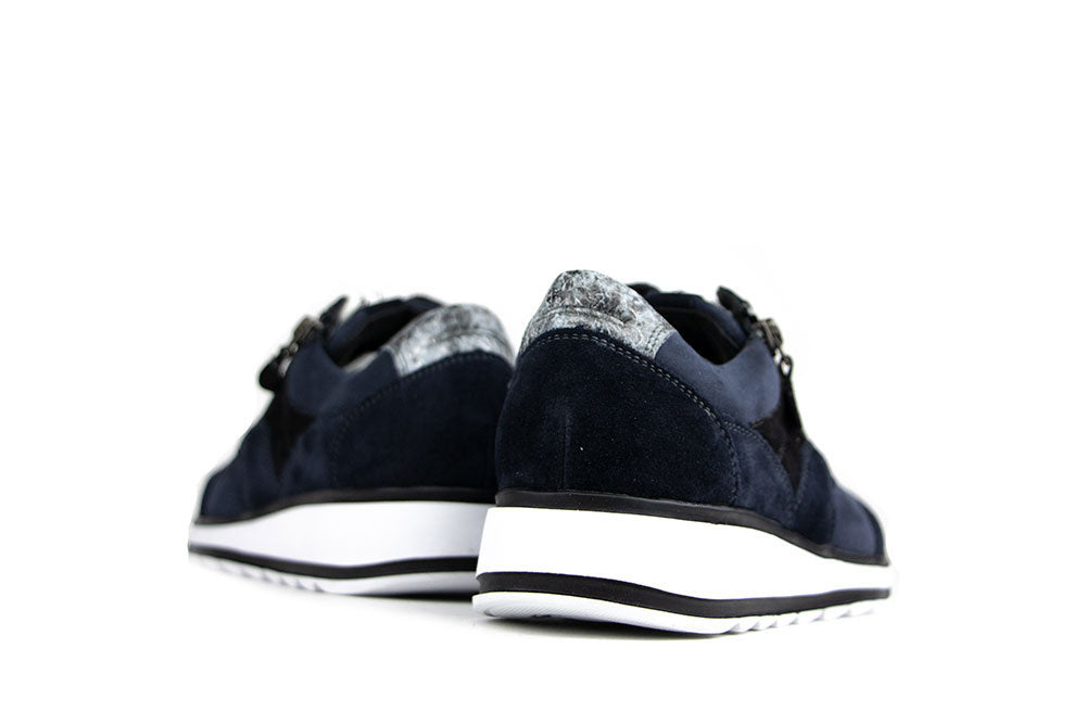 Durea Sneaker Marine Zwart H-leest