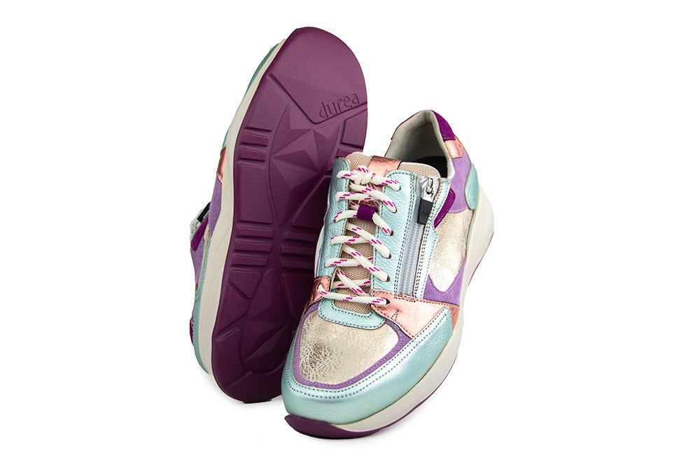 Durea Sneaker Groen Lilla Goud Metaal K