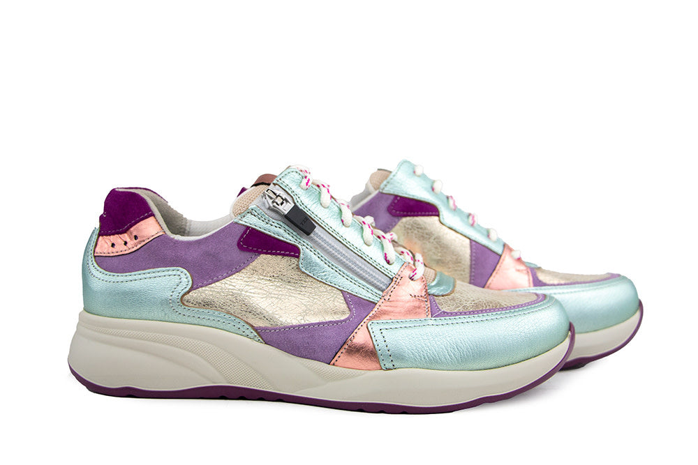 Durea Sneaker Groen Lilla Goud Metaal K
