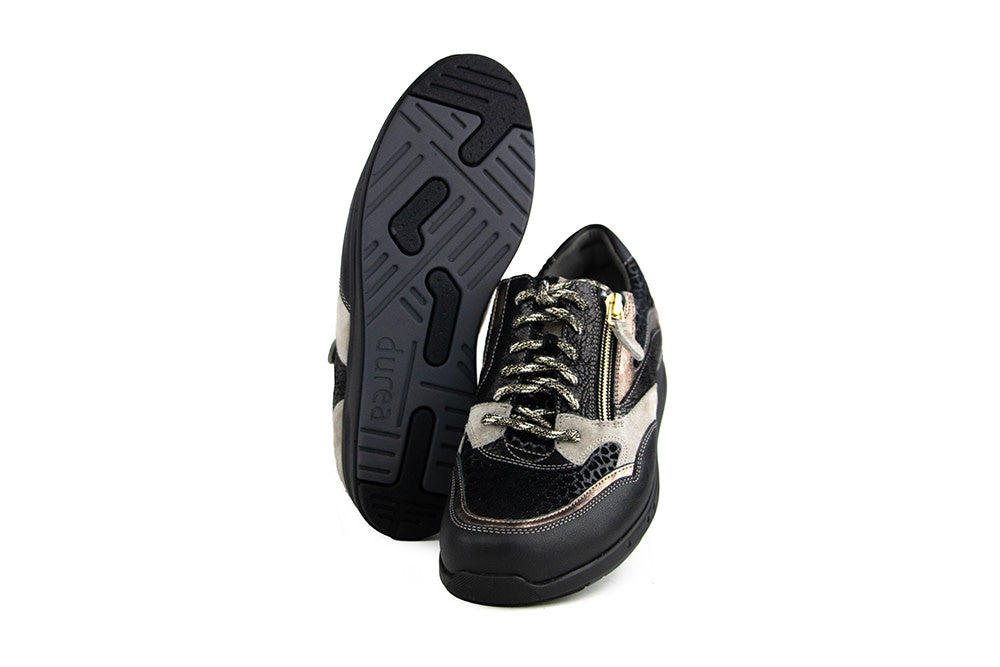 Durea Sneaker Zwart Goud Walnoot