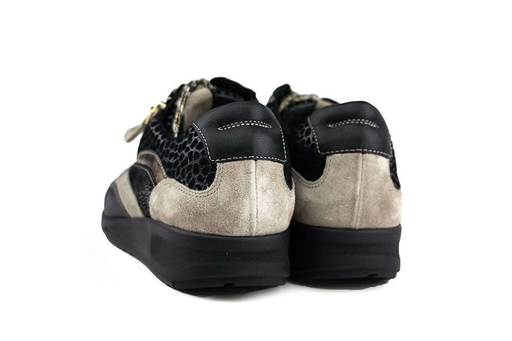 Durea Sneaker Zwart Goud Walnoot