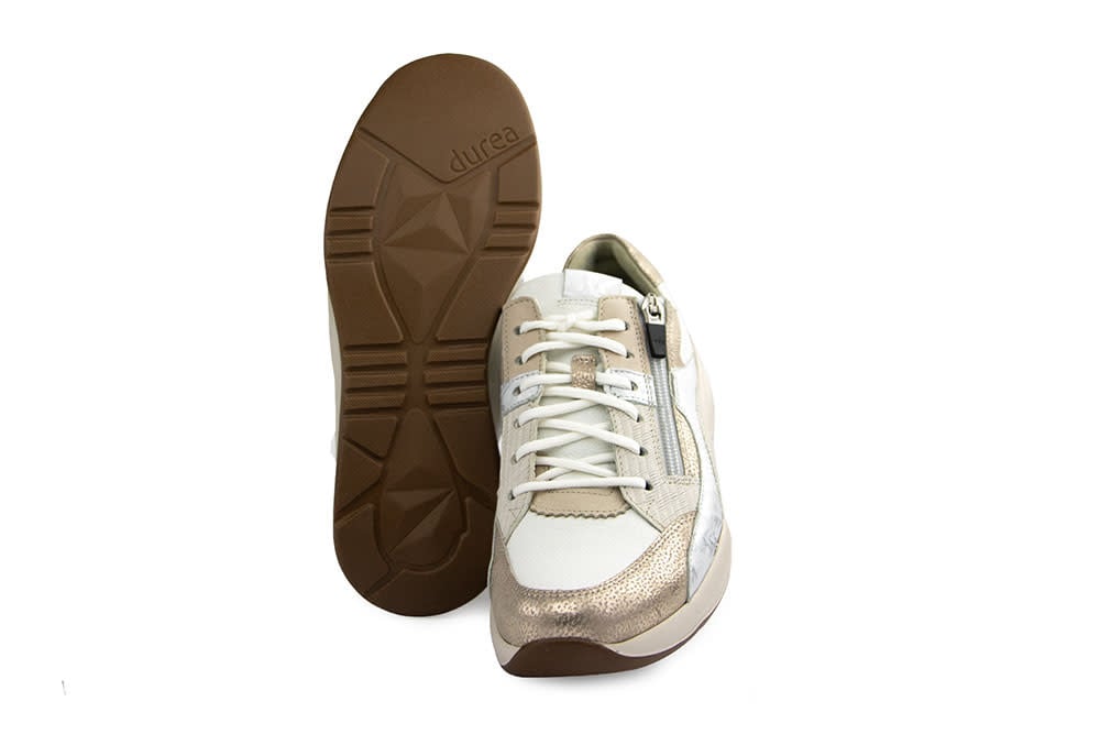Durea Sneaker Taupe Wit Zilver