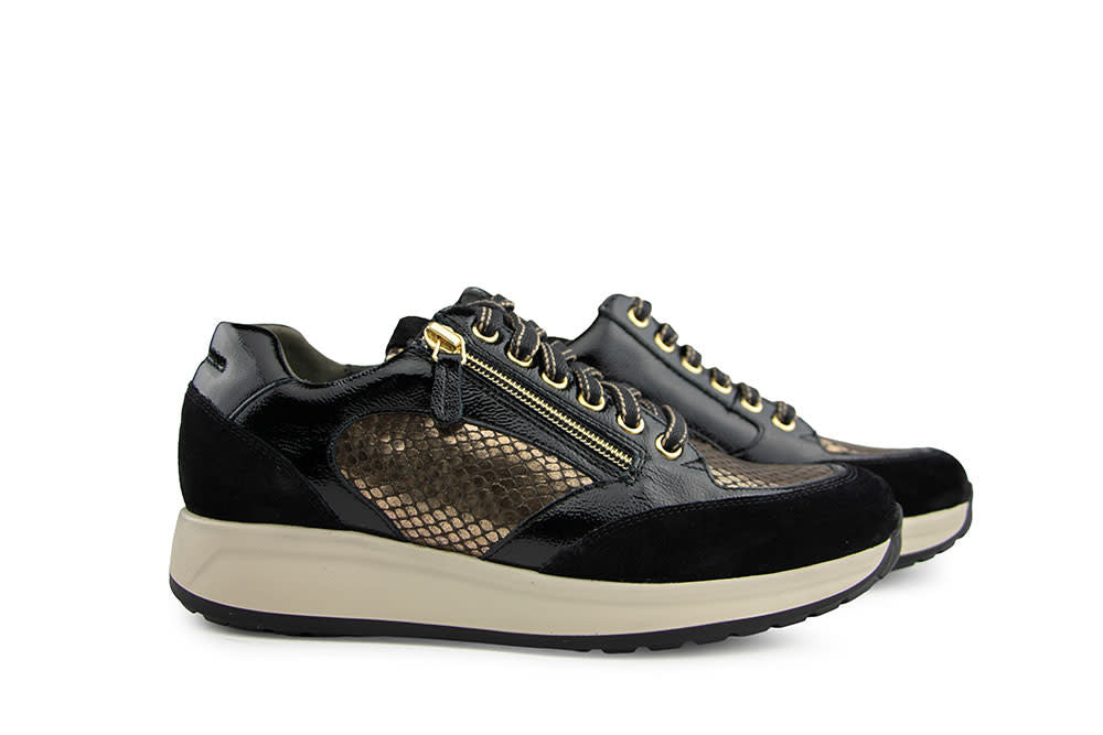 Durea Sneaker Zwart Donkerbruin