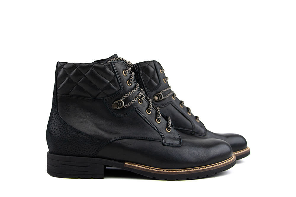 Durea Veterboot Zwart Leer