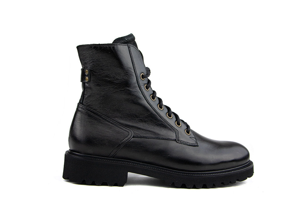 Durea Veterboot Zwart Leer H