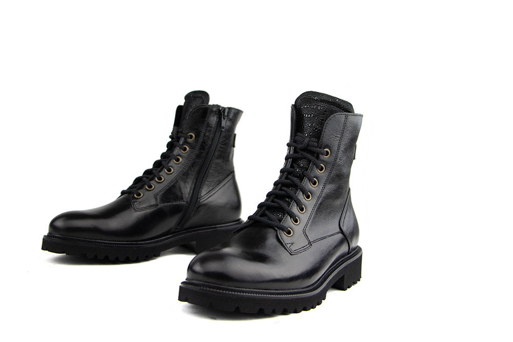 Durea Veterboot Zwart Leer H