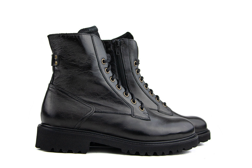Durea Veterboot Zwart Leer H