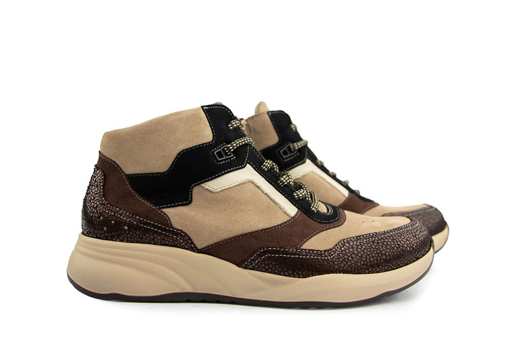 Durea Hoge Sneaker Donkerbruin Taupe