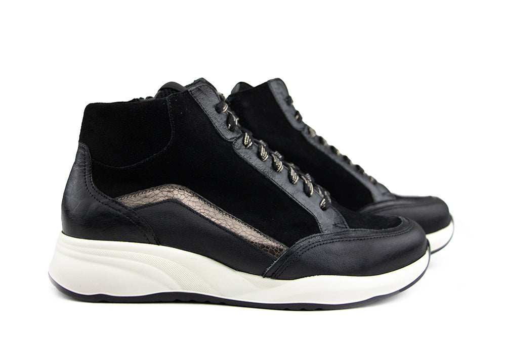 Durea Hoge Sneaker Zwart Mokka