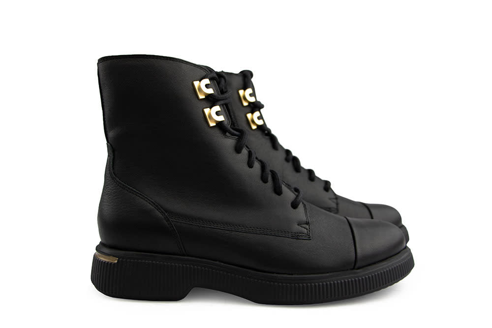 Durea Veterboot Zwart Leer