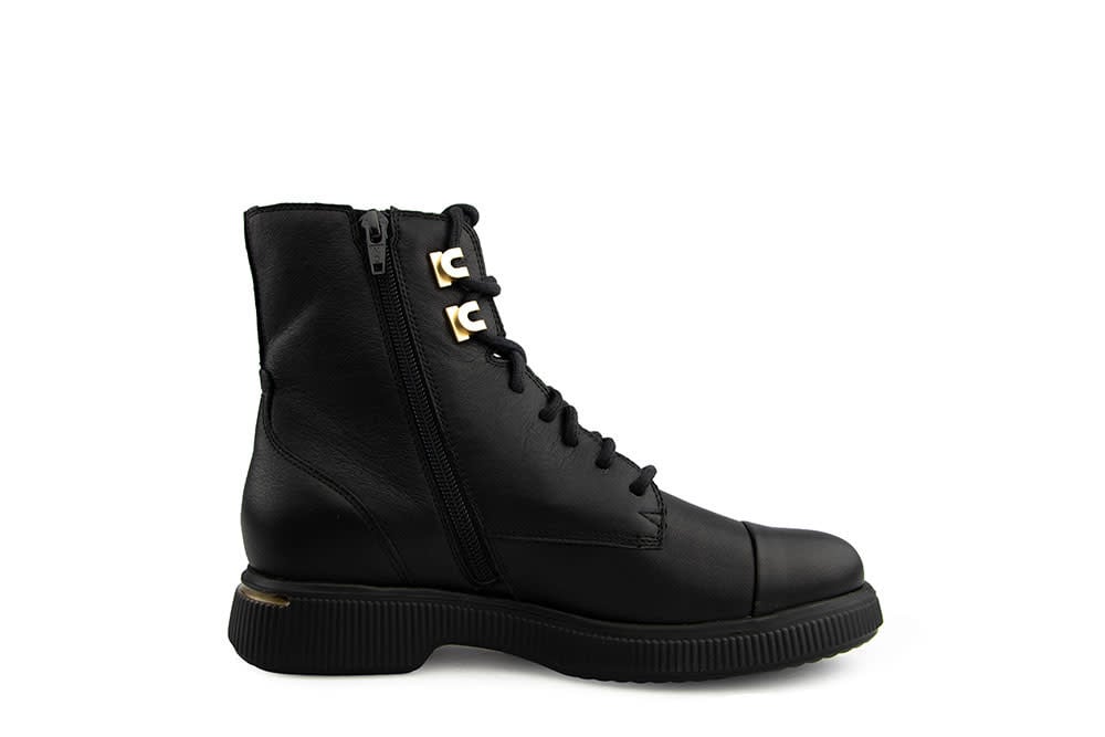 Durea Veterboot Zwart Leer