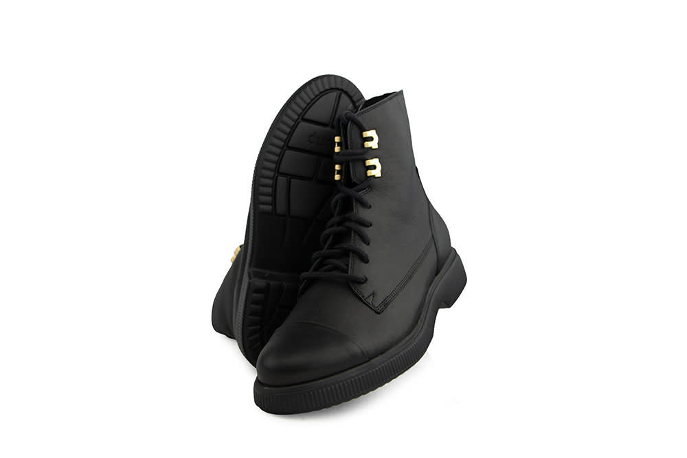 Durea Veterboot Zwart Leer