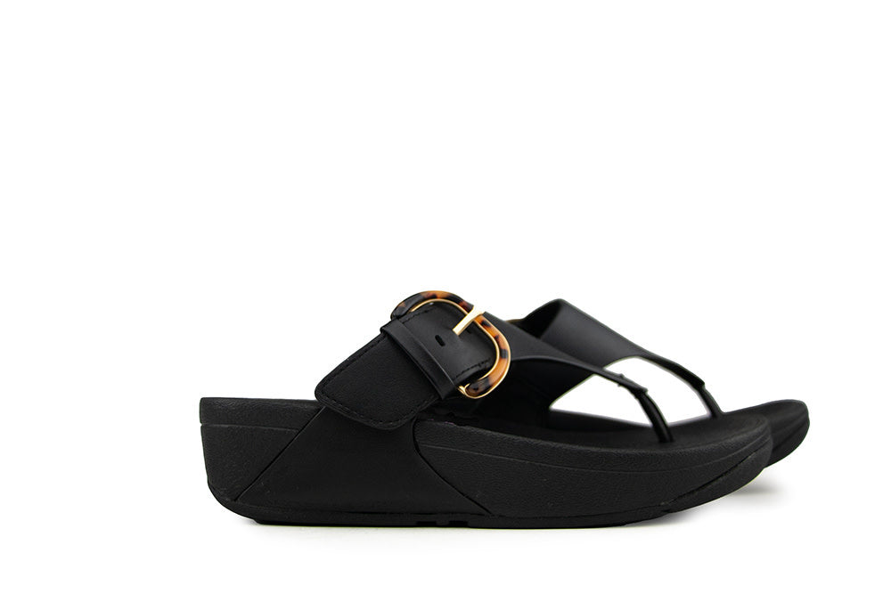 FitFlop Lulu Resin Buckle Toe Post All Black