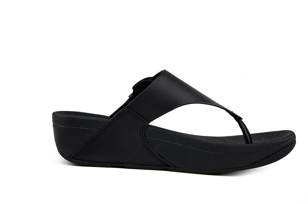 FitFlop Lulu Resin Buckle Toe Post All Black