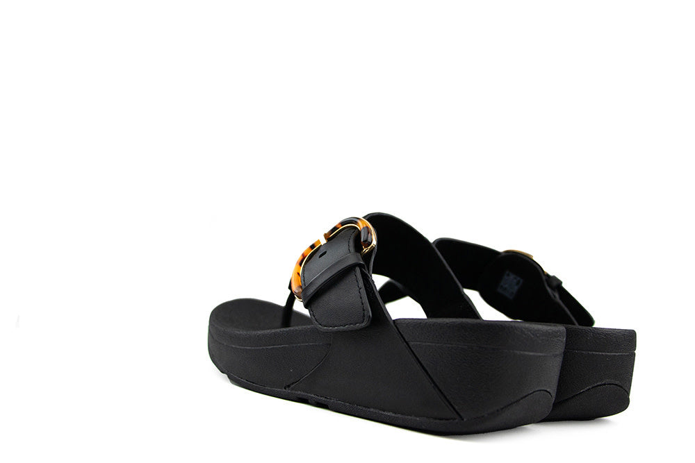 FitFlop Lulu Resin Buckle Toe Post All Black
