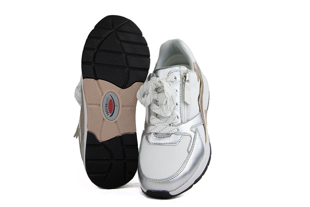 Gabor Rolling Soft Sneaker Weiss Silber Puder