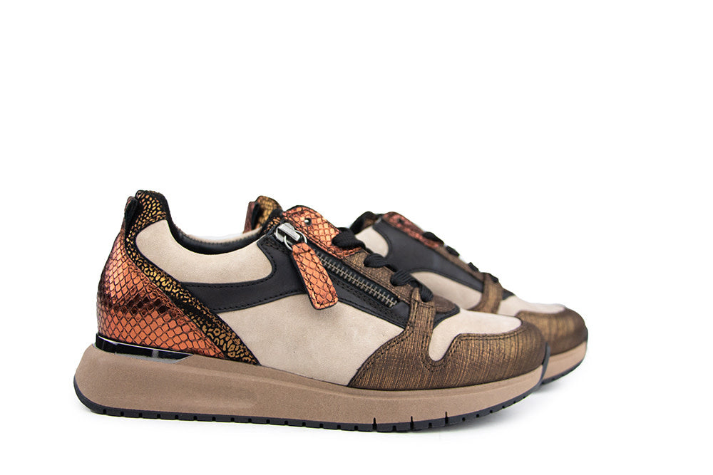 Gabor Sneaker Savanne Bronce Lizard Metal