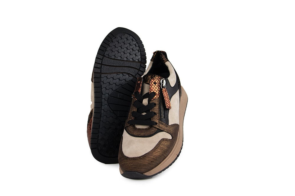 Gabor Sneaker Savanne Bronce Lizard Metal