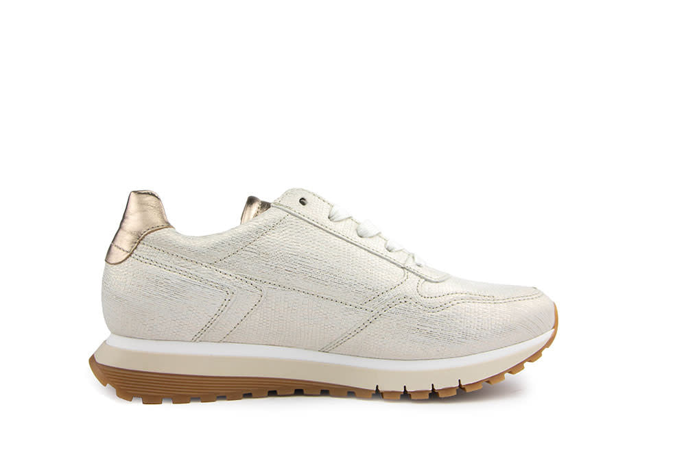 Gabor Sneaker Bianco Oro Puder Lizard