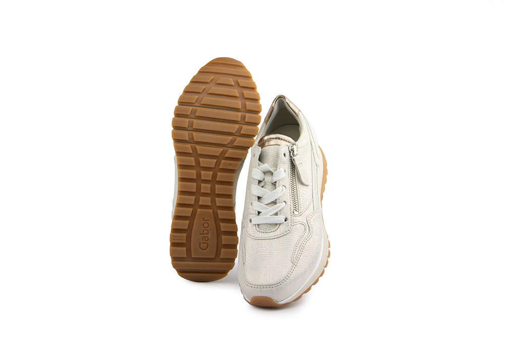 Gabor Sneaker Bianco Oro Puder Lizard