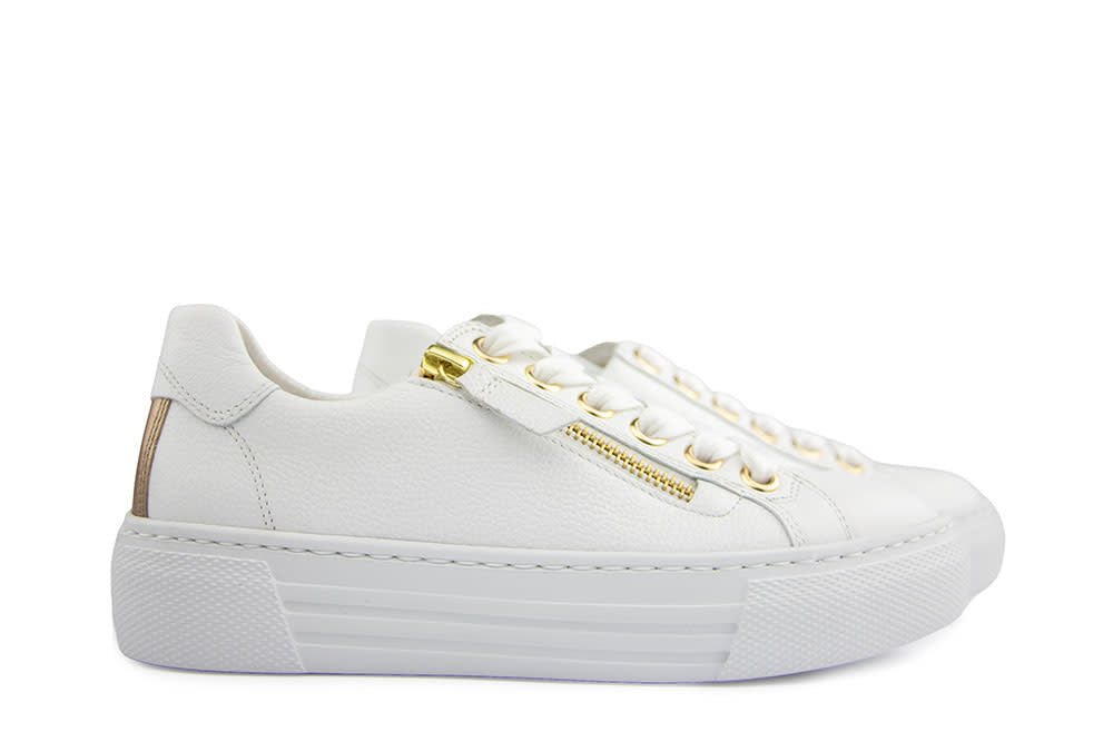 Gabor Sneaker Weiss Platino Cervo Metal