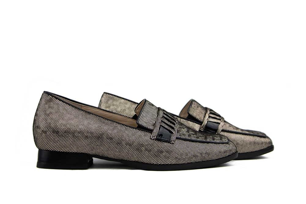 Hassia Loafer Taupe Schwarz Pixel Napoli