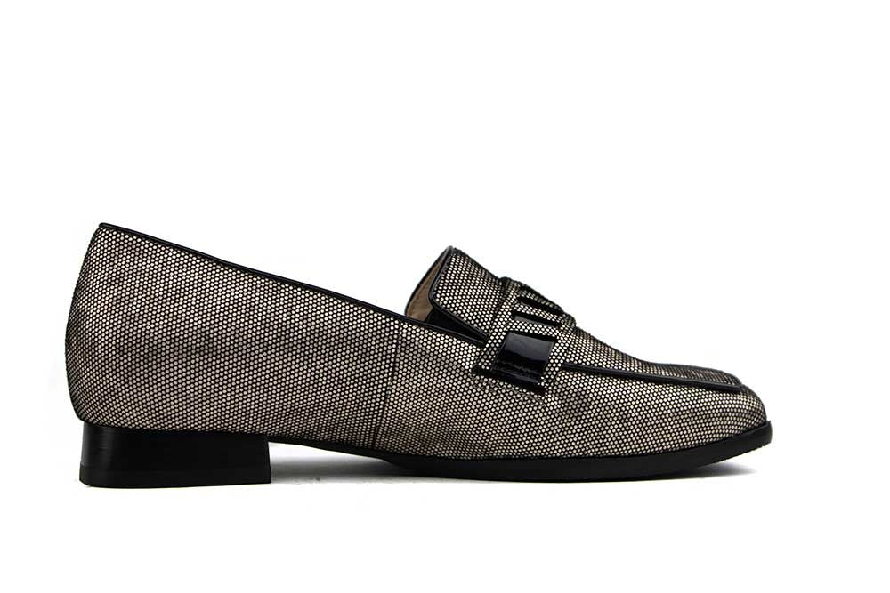 Hassia Loafer Taupe Schwarz Pixel Napoli