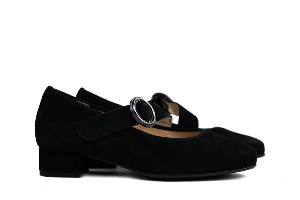 Hassia Bandschoen Schwarz Suede Cordoba