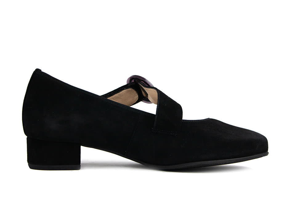 Hassia Bandschoen Schwarz Suede Cordoba