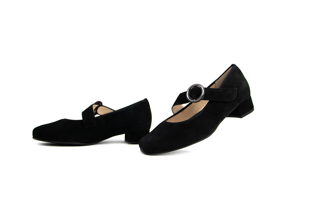 Hassia Bandschoen Schwarz Suede Cordoba