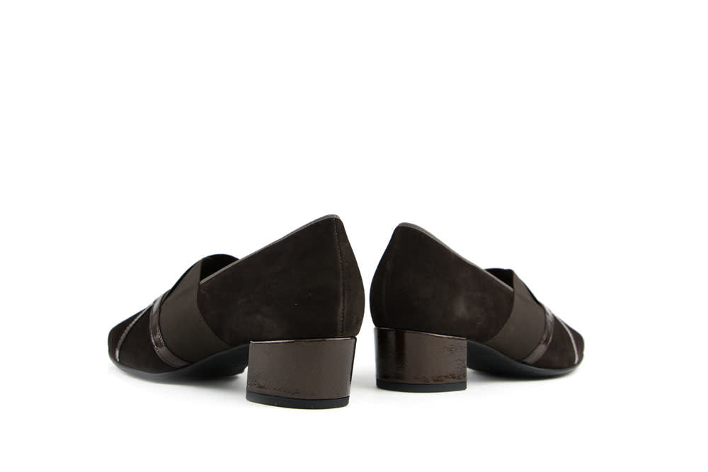 Hassia Pump Darkbrown Suede Shinylack Evelyn