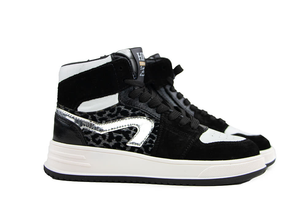 Hip Hoge Sneaker Donkerzilver Combi