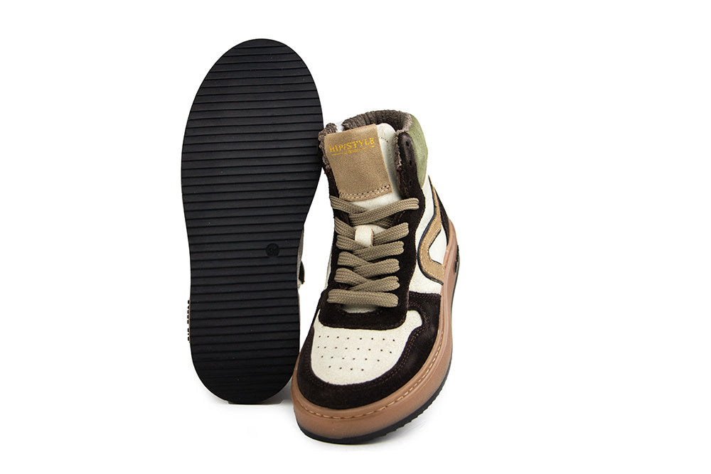 Hip Hoge Sneaker Donkerbruin Combi