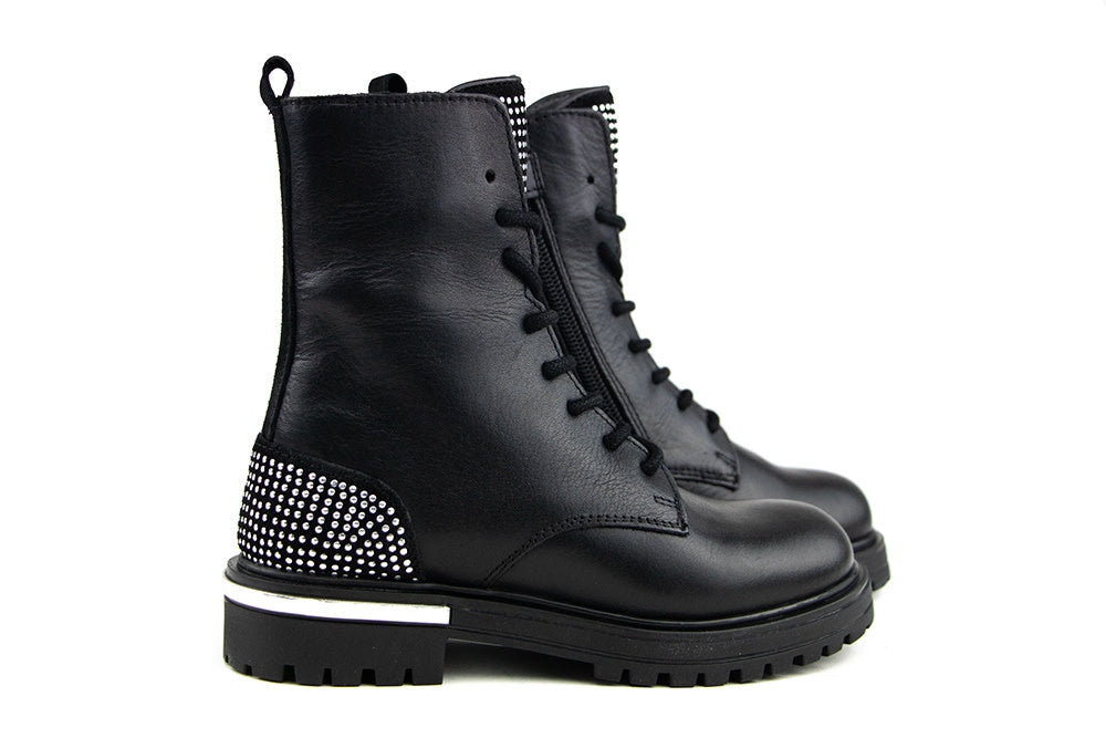 Hip Veterboot Zwart Studs