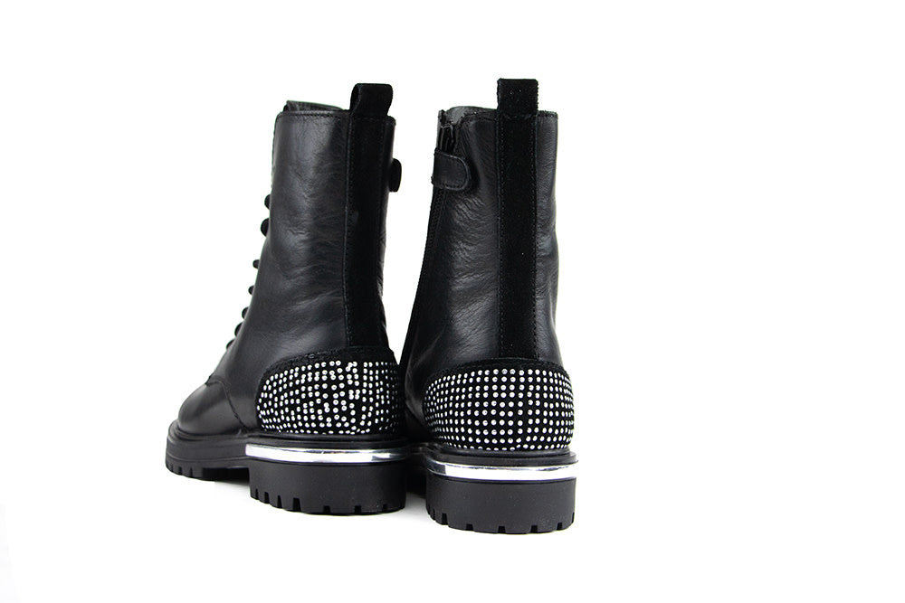Hip Veterboot Zwart Studs