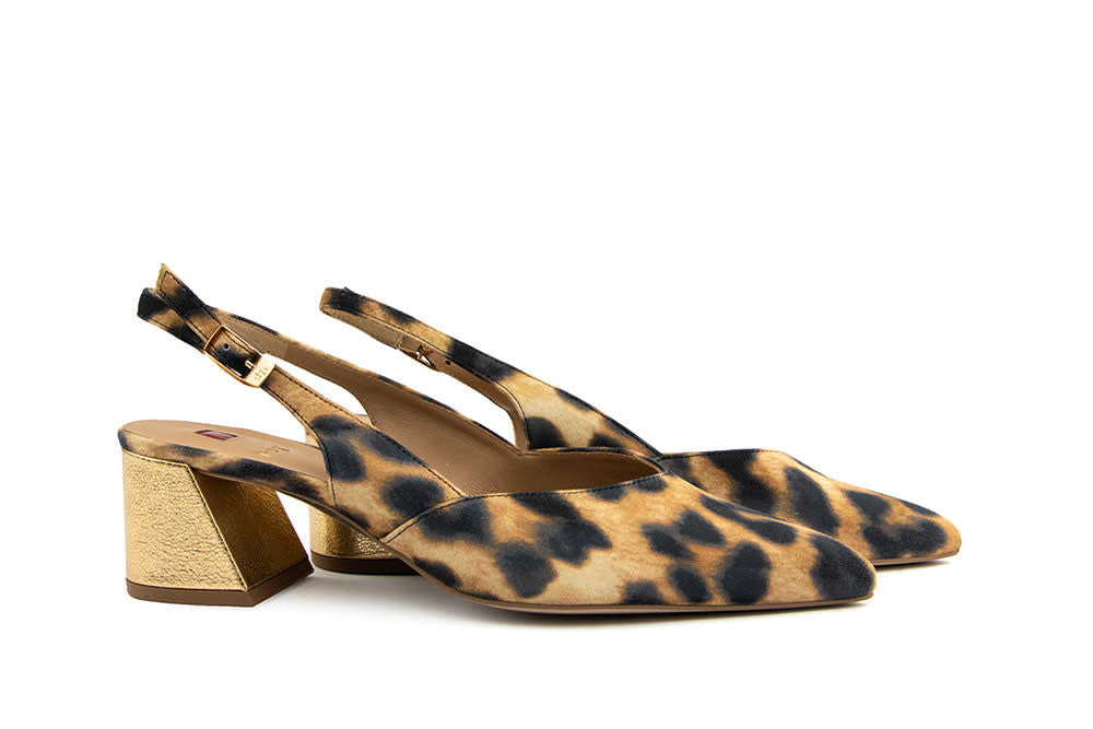 Högl Slingback Pump Camel Gold Leoprint