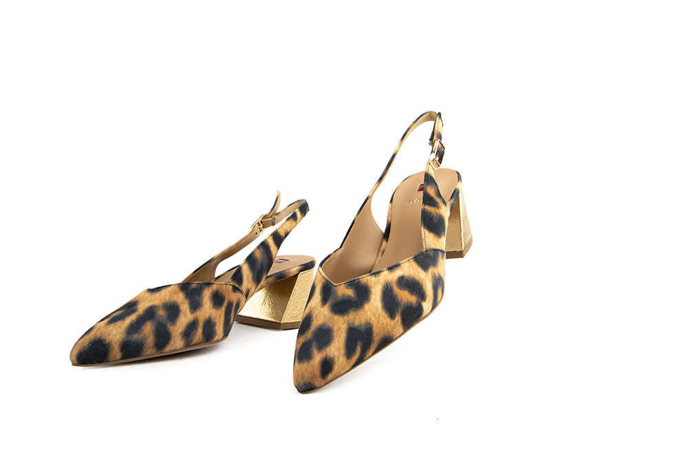 Högl Slingback Pump Camel Gold Leoprint