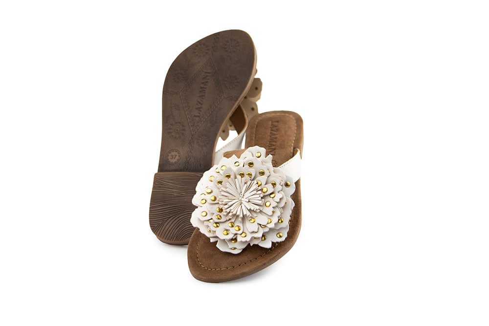 Lazamani Skira Flower Slippers Studs White