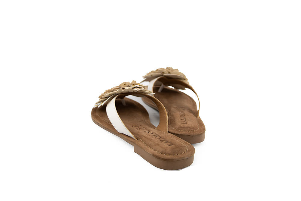 Lazamani Skira Flower Slippers Studs White