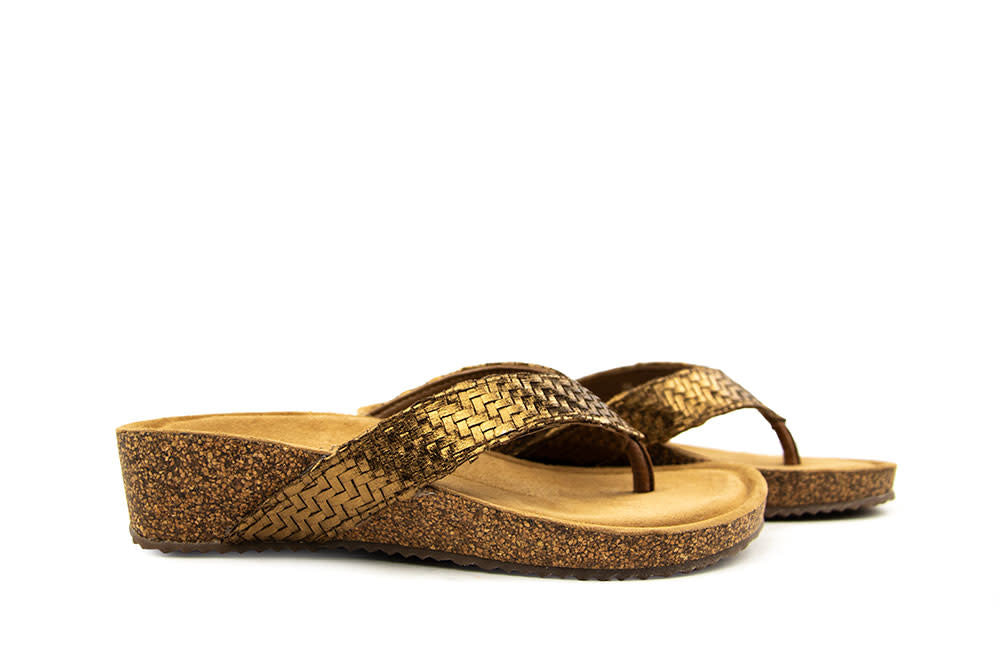 Lazamani Leia Toe Slippers Wedge Copper