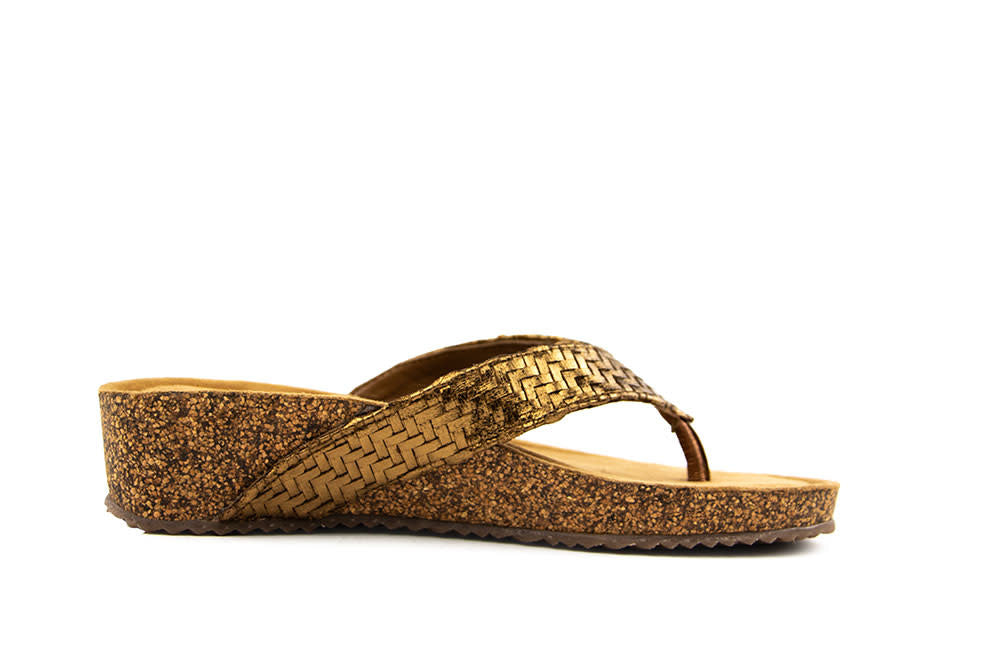 Lazamani Leia Toe Slippers Wedge Copper