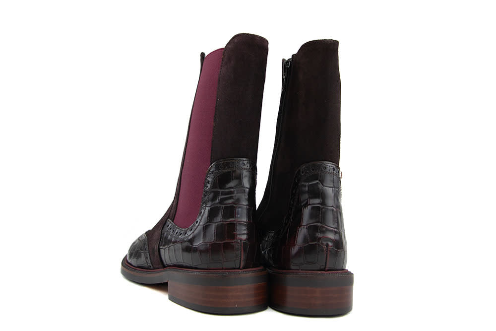 Pertini Chelsea Boot Gator Burdeos Daino Prugna
