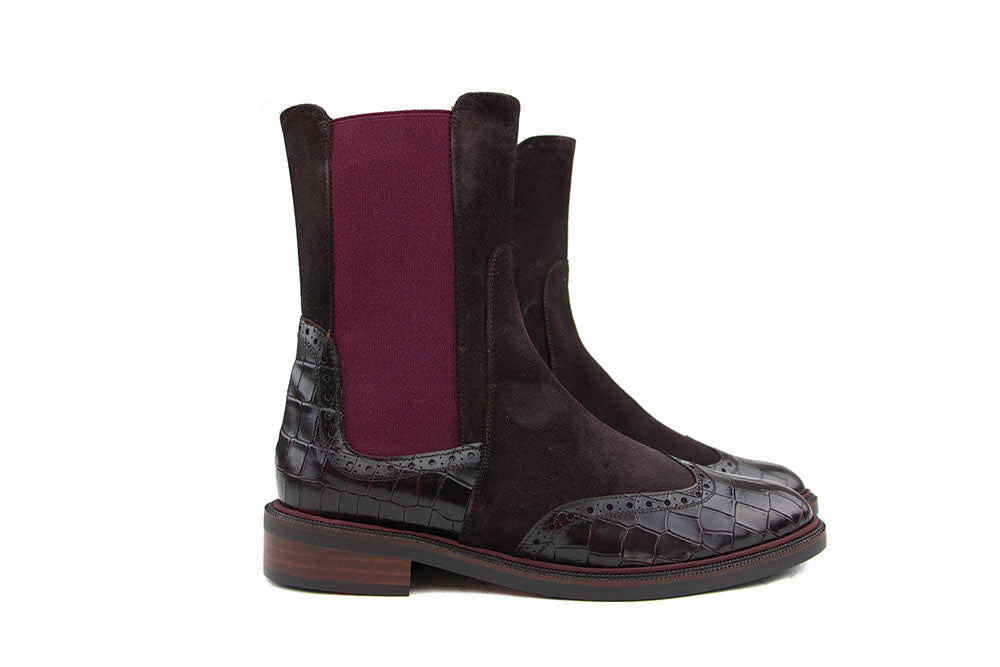 Pertini Chelsea Boot Gator Burdeos Daino Prugna