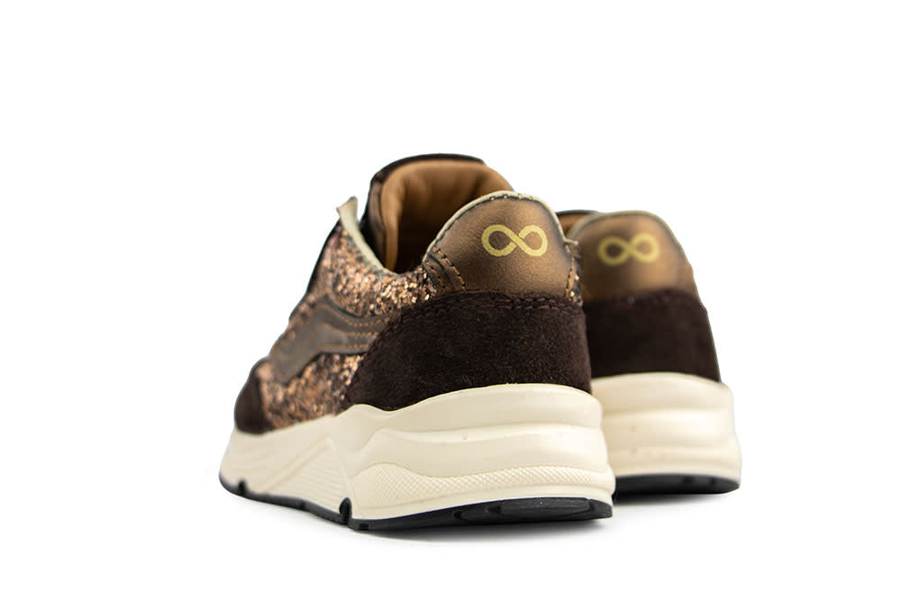 Pinocchio Sneaker Dark Brown Gold Glitter