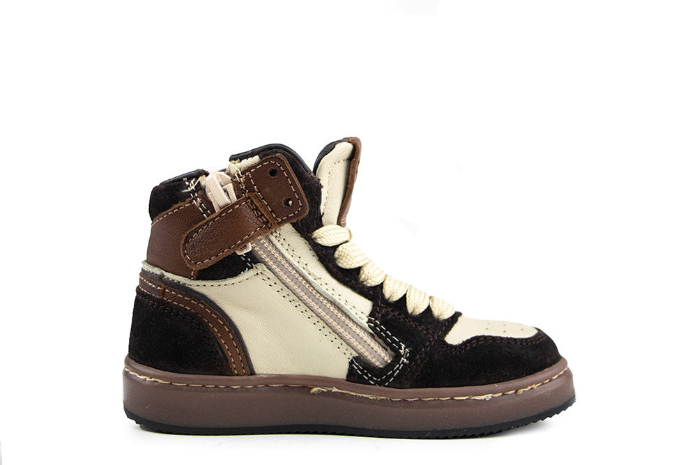 Pinocchio Hoge Sneaker Donkerbruin Combi